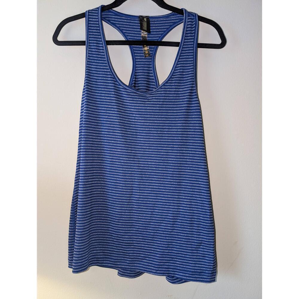 90 Degree By Reflex Tank Top Womens Size XL Blue Striped Racerback Active